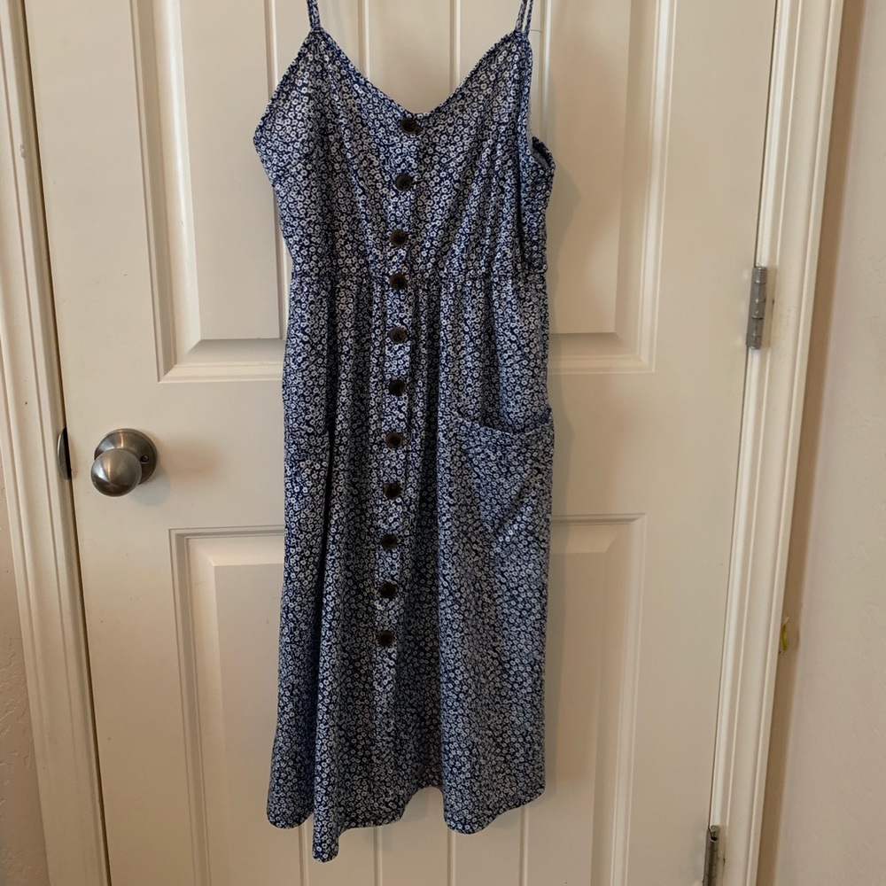 Blue Floral Midi Dress
